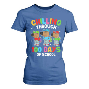 Funny Chilling Through 100 Days Of school T Shirt For Women TS09 Royal Blue Print Your Wear