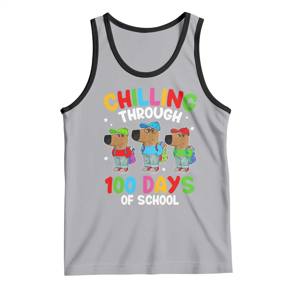 Funny Chilling Through 100 Days Of school Tank Top TS09 Athletic Heather Black Print Your Wear