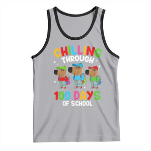 Funny Chilling Through 100 Days Of school Tank Top TS09 Athletic Heather Black Print Your Wear
