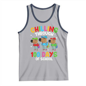 Funny Chilling Through 100 Days Of school Tank Top TS09 Athletic Heather Navy Print Your Wear