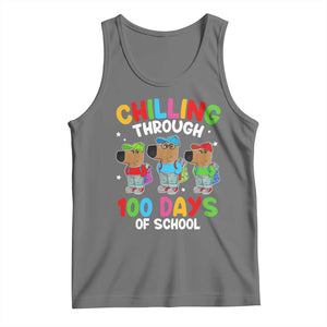 Funny Chilling Through 100 Days Of school Tank Top TS09 Black Heather Print Your Wear