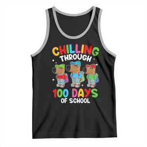 Funny Chilling Through 100 Days Of school Tank Top TS09 Black Athletic Heather Print Your Wear