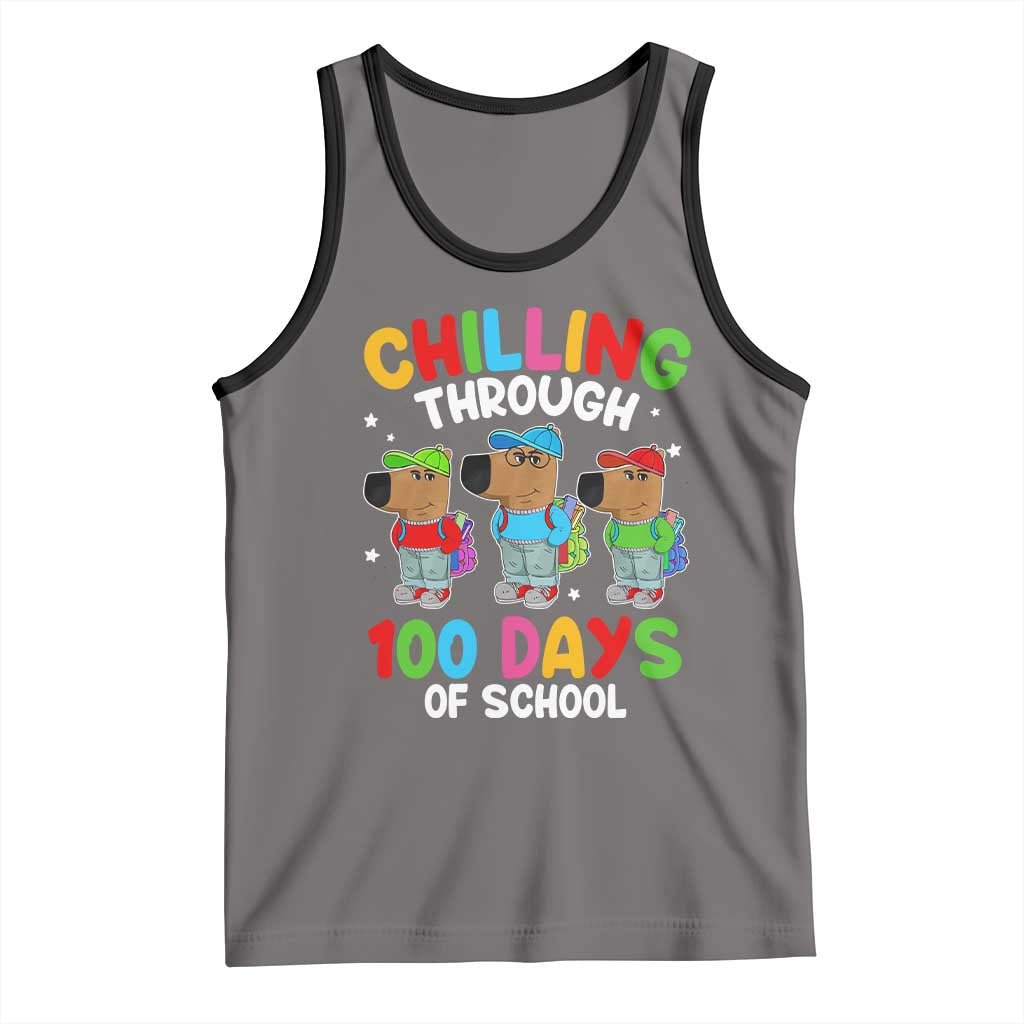 Funny Chilling Through 100 Days Of school Tank Top TS09 Deep Heather Black Print Your Wear