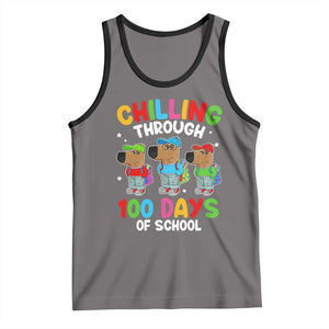 Funny Chilling Through 100 Days Of school Tank Top TS09 Deep Heather Black Print Your Wear