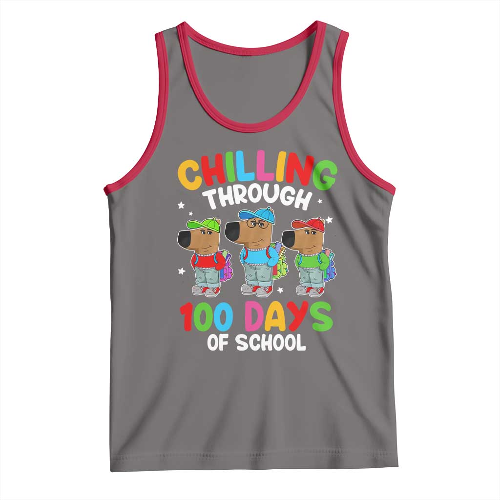 Funny Chilling Through 100 Days Of school Tank Top TS09 Deep Heather Red Print Your Wear