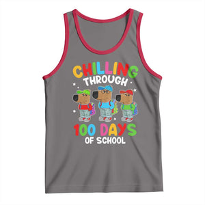 Funny Chilling Through 100 Days Of school Tank Top TS09 Deep Heather Red Print Your Wear