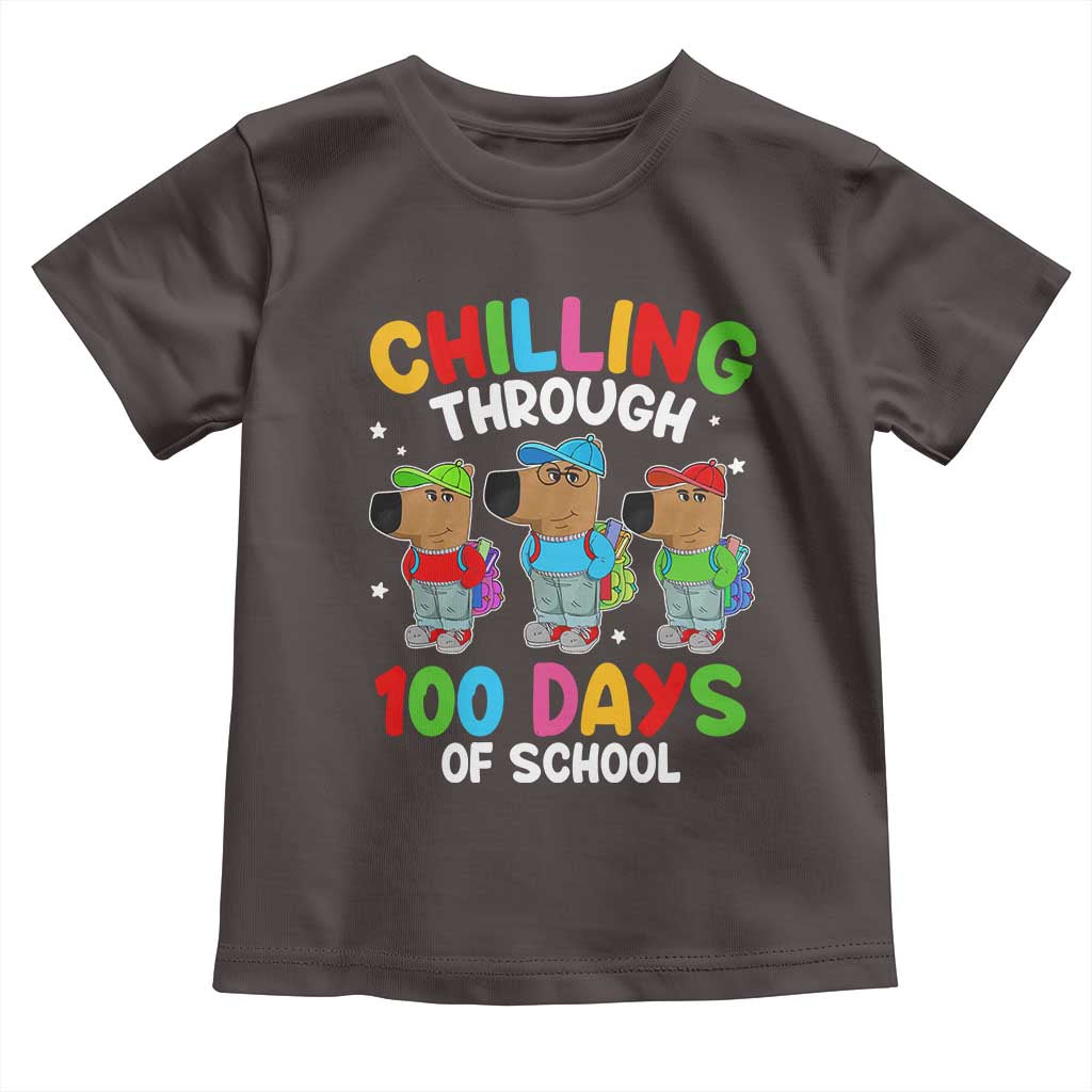 Funny Chilling Through 100 Days Of school Toddler T Shirt TS09 Dark Chocolate Print Your Wear