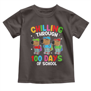 Funny Chilling Through 100 Days Of school Toddler T Shirt TS09 Dark Chocolate Print Your Wear