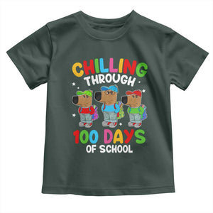 Funny Chilling Through 100 Days Of school Toddler T Shirt TS09 Dark Forest Green Print Your Wear