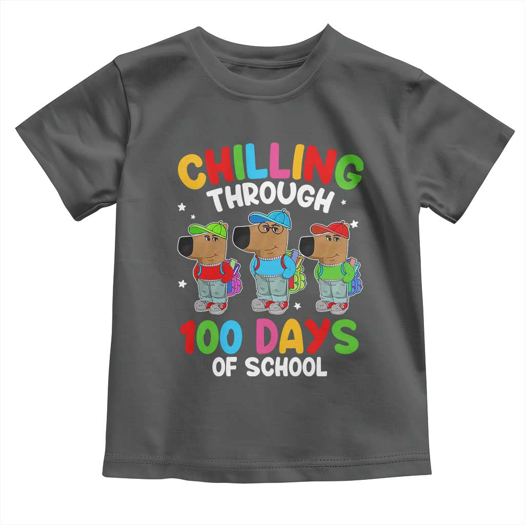 Funny Chilling Through 100 Days Of school Toddler T Shirt TS09 Dark Heather Print Your Wear