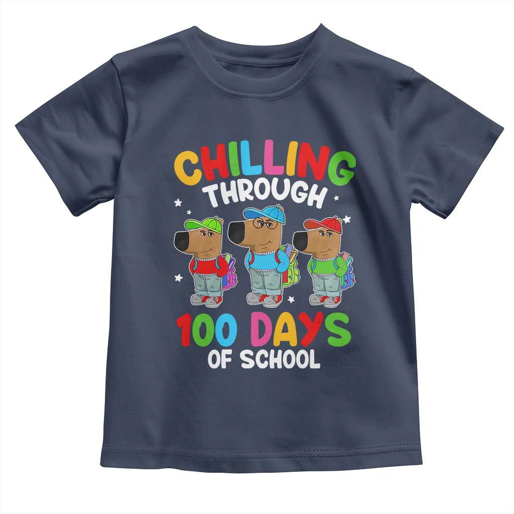Funny Chilling Through 100 Days Of school Toddler T Shirt TS09 Navy Print Your Wear