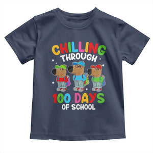 Funny Chilling Through 100 Days Of school Toddler T Shirt TS09 Navy Print Your Wear