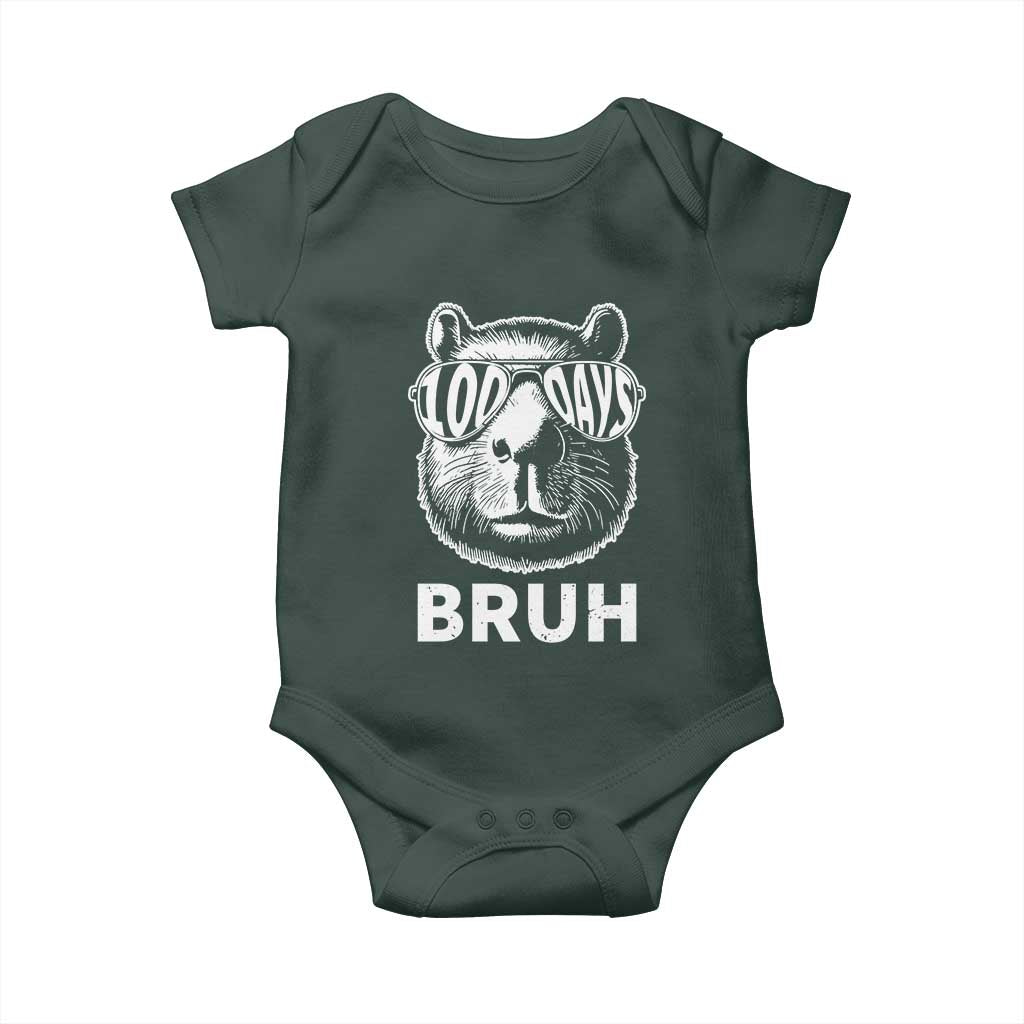 100th Day Of School Capybara Baby Onesie 100 Days Bruh Cool Capy Bara TS09 Print Your Wear