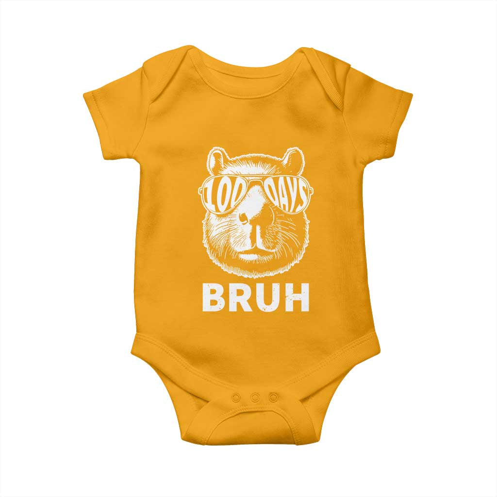 100th Day Of School Capybara Baby Onesie 100 Days Bruh Cool Capy Bara TS09 Gold Print Your Wear