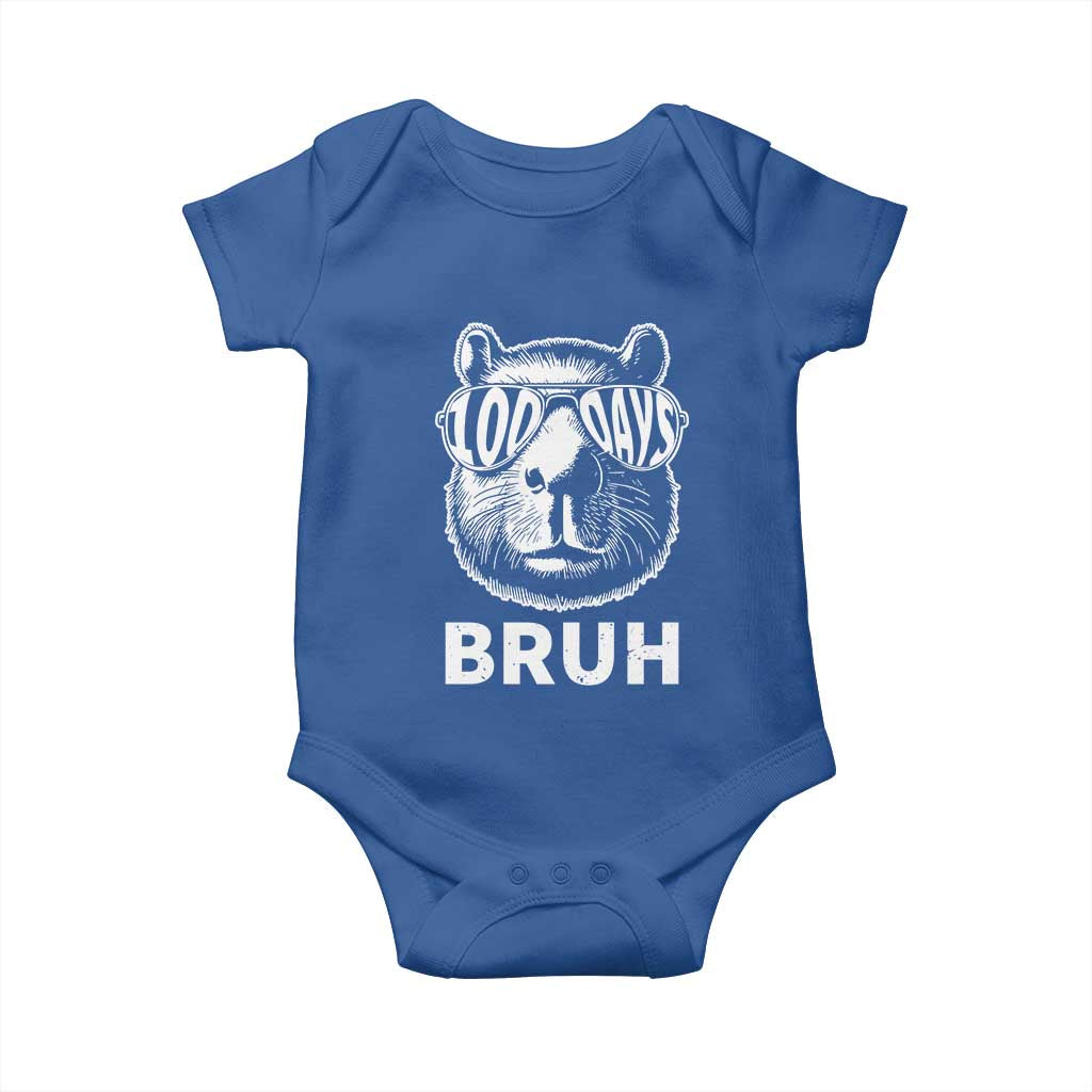 100th Day Of School Capybara Baby Onesie 100 Days Bruh Cool Capy Bara TS09 Royal Blue Print Your Wear