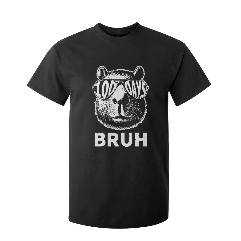 100th Day Of School Capybara T Shirt For Kid 100 Days Bruh Cool Capy Bara TS09 Black Print Your Wear