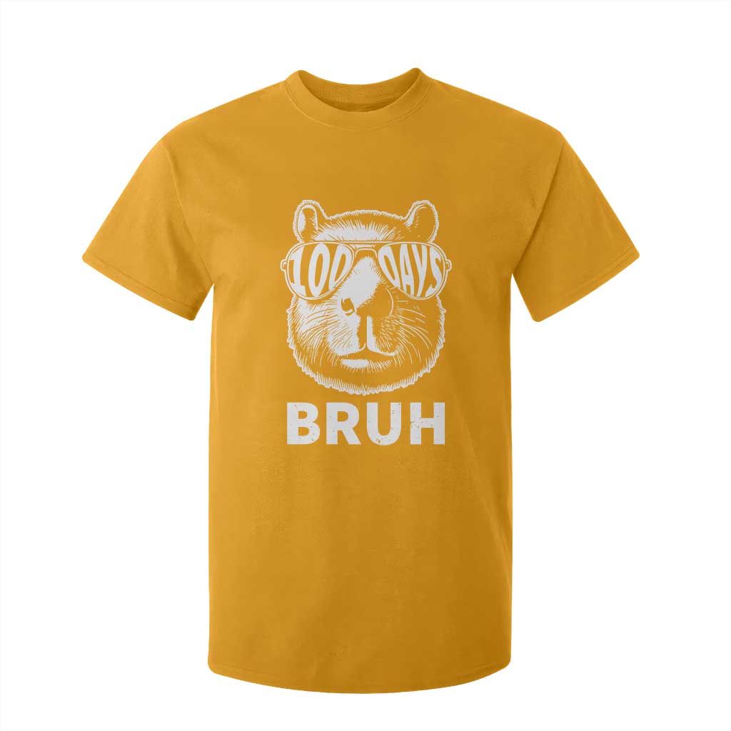 100th Day Of School Capybara T Shirt For Kid 100 Days Bruh Cool Capy Bara TS09 Gold Print Your Wear