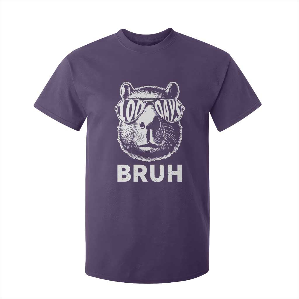 100th Day Of School Capybara T Shirt For Kid 100 Days Bruh Cool Capy Bara TS09 Purple Print Your Wear