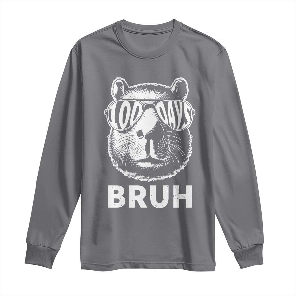 100th Day Of School Capybara Long Sleeve Shirt 100 Days Bruh Cool Capy Bara TS09 Charcoal Print Your Wear