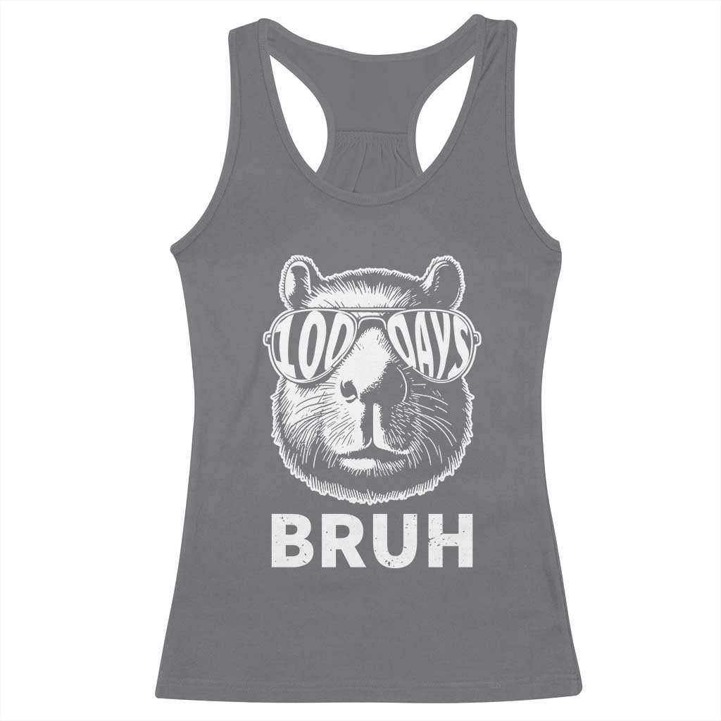 100th Day Of School Capybara Racerback Tank Top 100 Days Bruh Cool Capy Bara TS09 Charcoal Print Your Wear