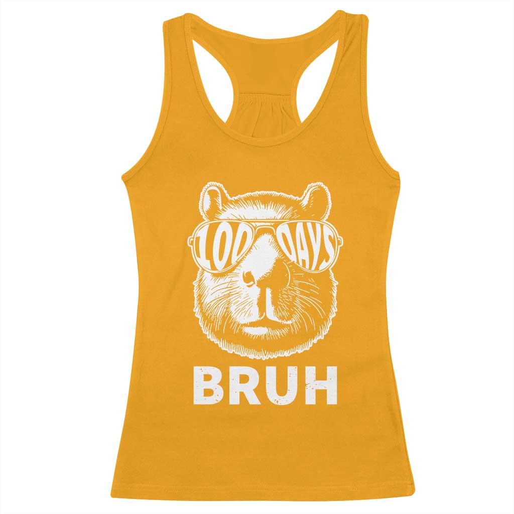 100th Day Of School Capybara Racerback Tank Top 100 Days Bruh Cool Capy Bara TS09 Gold Print Your Wear