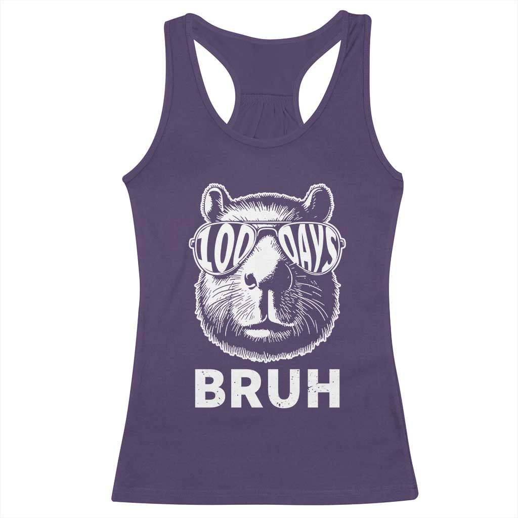 100th Day Of School Capybara Racerback Tank Top 100 Days Bruh Cool Capy Bara TS09 Purple Print Your Wear