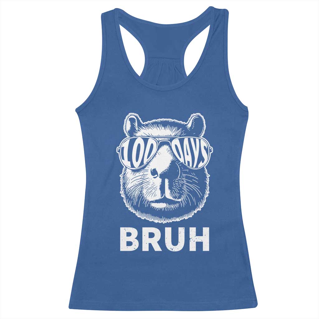 100th Day Of School Capybara Racerback Tank Top 100 Days Bruh Cool Capy Bara TS09 Royal Blue Print Your Wear