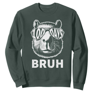 100th Day Of School Capybara Sweatshirt 100 Days Bruh Cool Capy Bara TS09 Dark Forest Green Print Your Wear