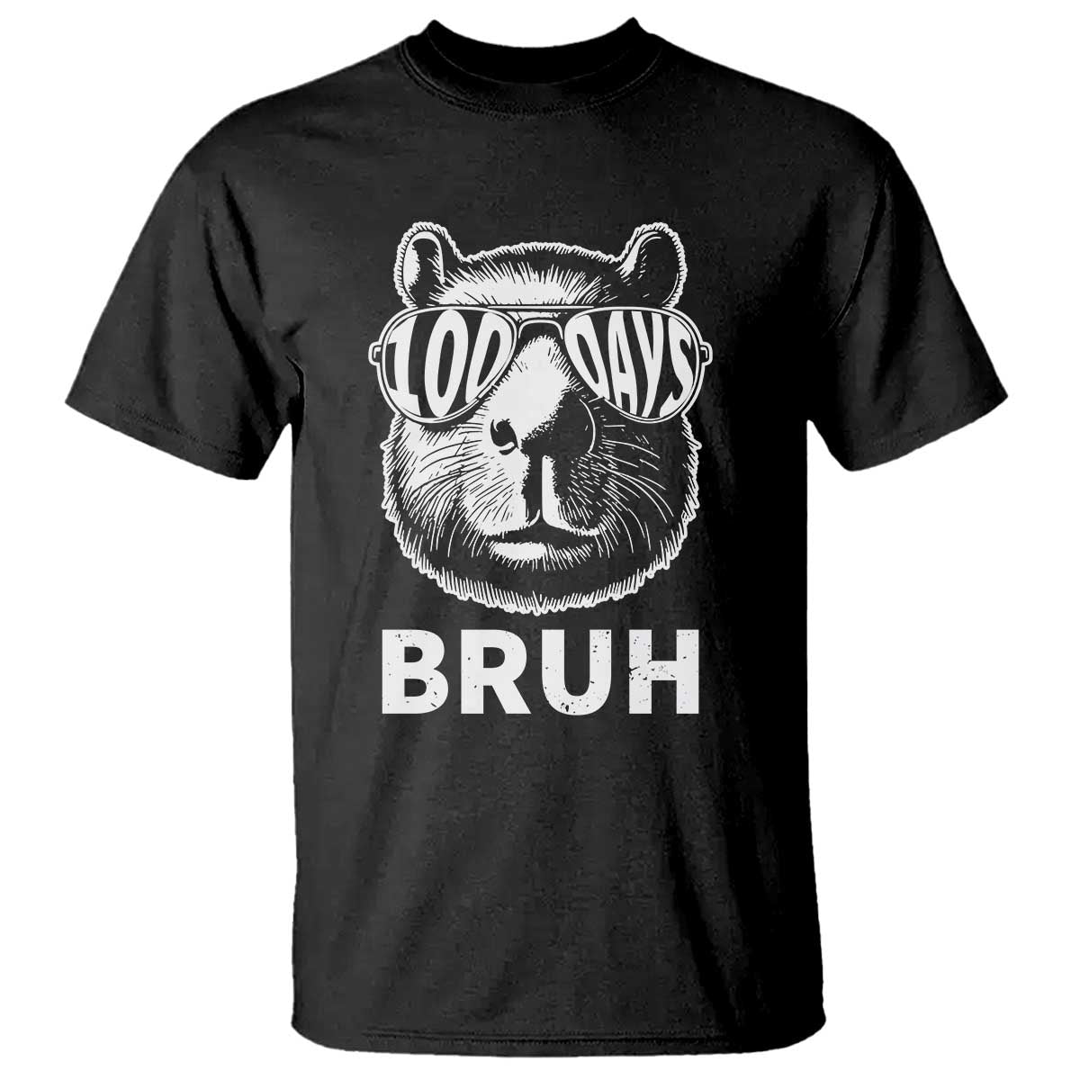 100th Day Of School Capybara T Shirt 100 Days Bruh Cool Capy Bara TS09 Black Print Your Wear