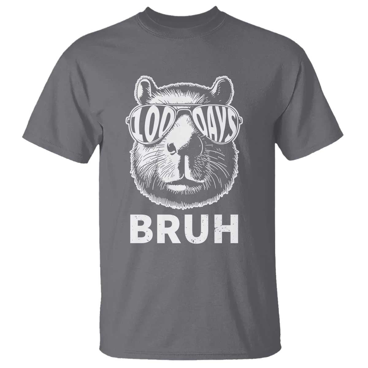 100th Day Of School Capybara T Shirt 100 Days Bruh Cool Capy Bara TS09 Charcoal Print Your Wear