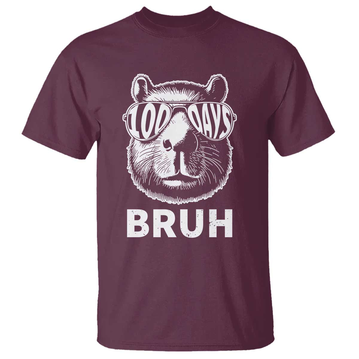 100th Day Of School Capybara T Shirt 100 Days Bruh Cool Capy Bara TS09 Maroon Print Your Wear