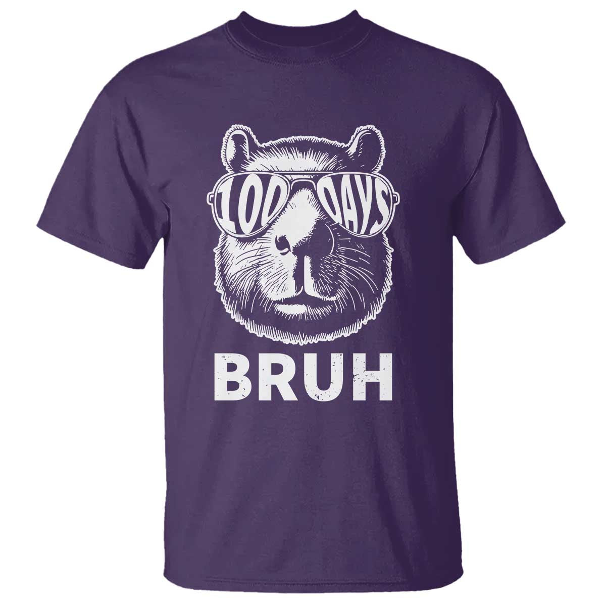 100th Day Of School Capybara T Shirt 100 Days Bruh Cool Capy Bara TS09 Purple Print Your Wear