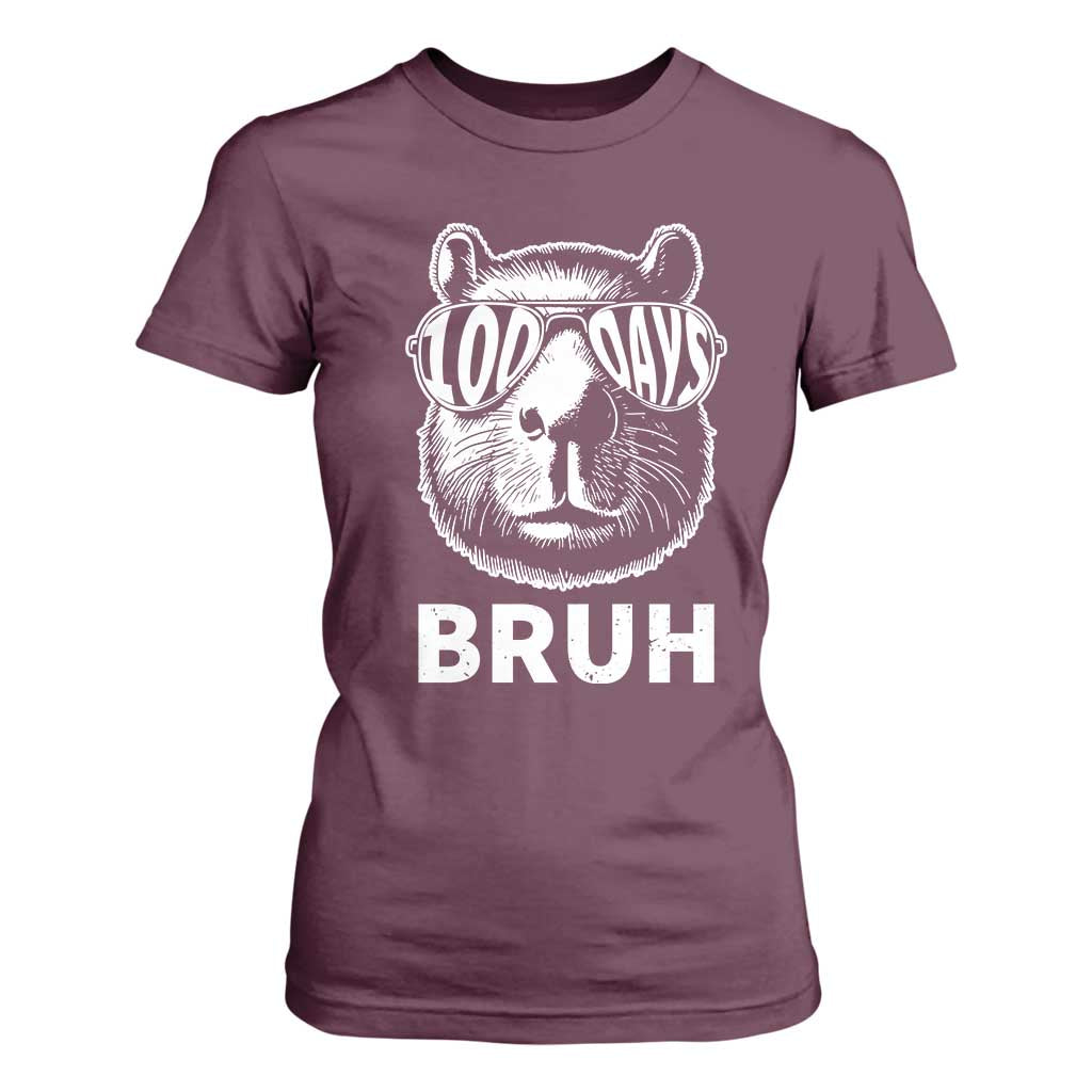 100th Day Of School Capybara T Shirt For Women 100 Days Bruh Cool Capy Bara TS09 Maroon Print Your Wear