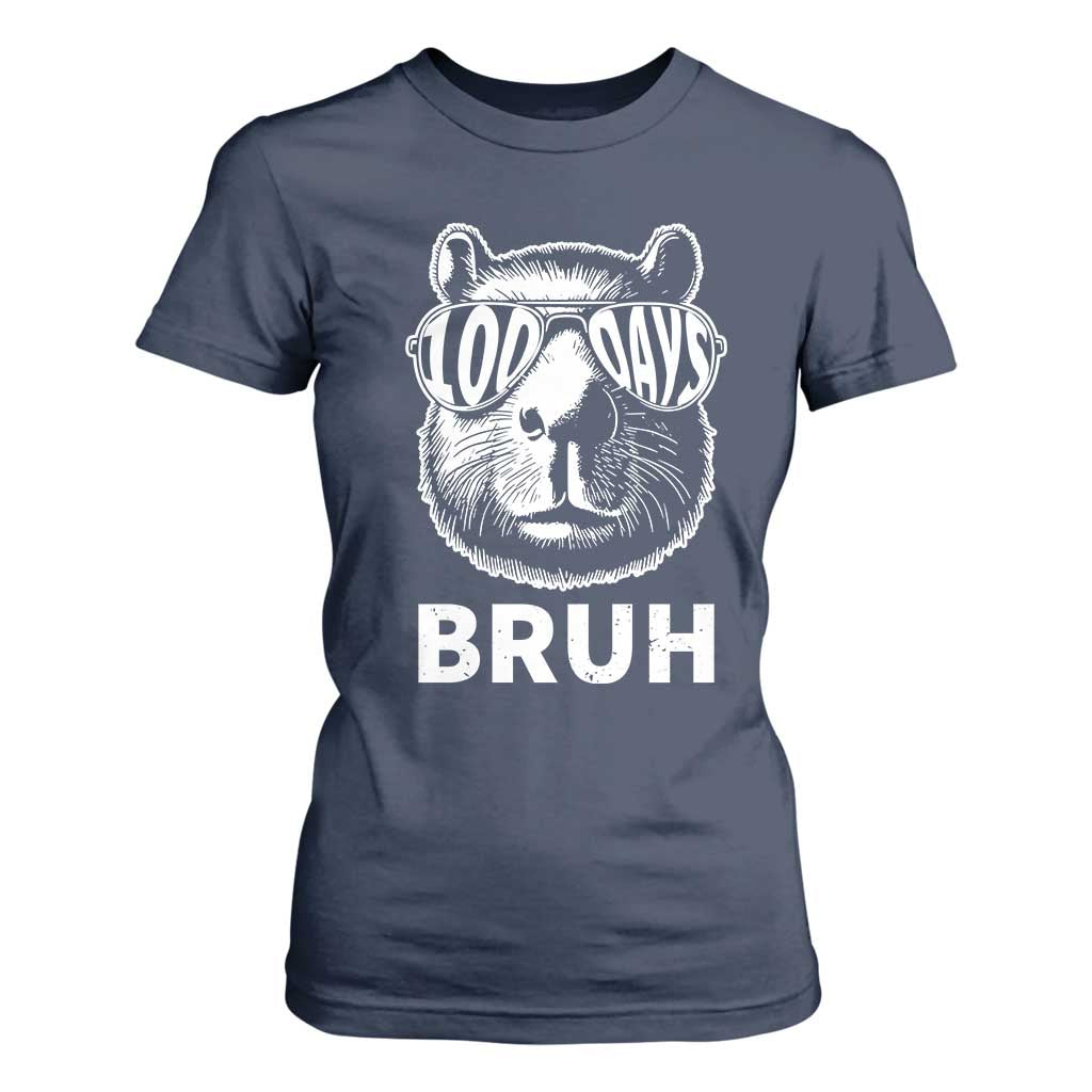 100th Day Of School Capybara T Shirt For Women 100 Days Bruh Cool Capy Bara TS09 Navy Print Your Wear