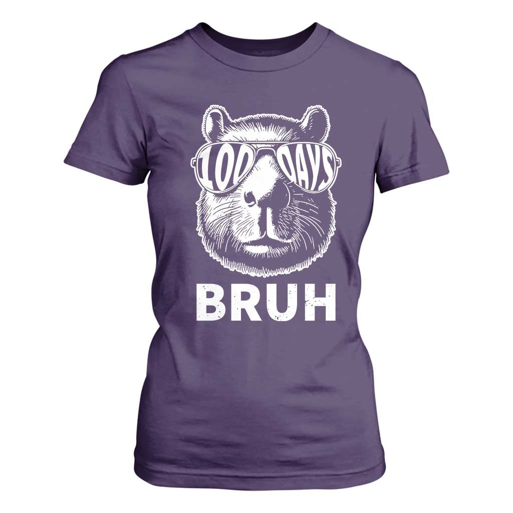 100th Day Of School Capybara T Shirt For Women 100 Days Bruh Cool Capy Bara TS09 Purple Print Your Wear
