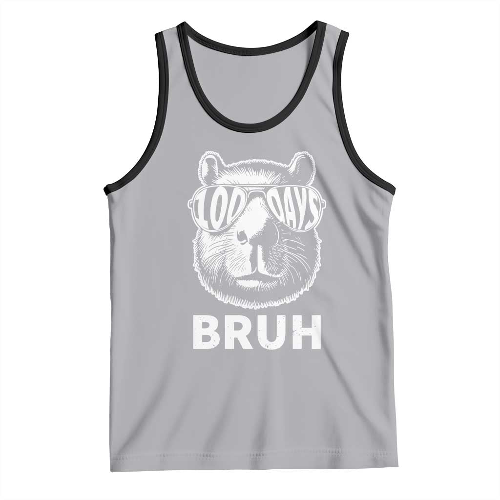 100th Day Of School Capybara Tank Top 100 Days Bruh Cool Capy Bara TS09 Athletic Heather Black Print Your Wear