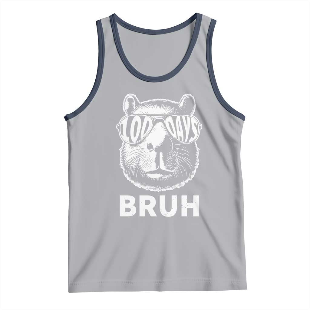 100th Day Of School Capybara Tank Top 100 Days Bruh Cool Capy Bara TS09 Athletic Heather Navy Print Your Wear