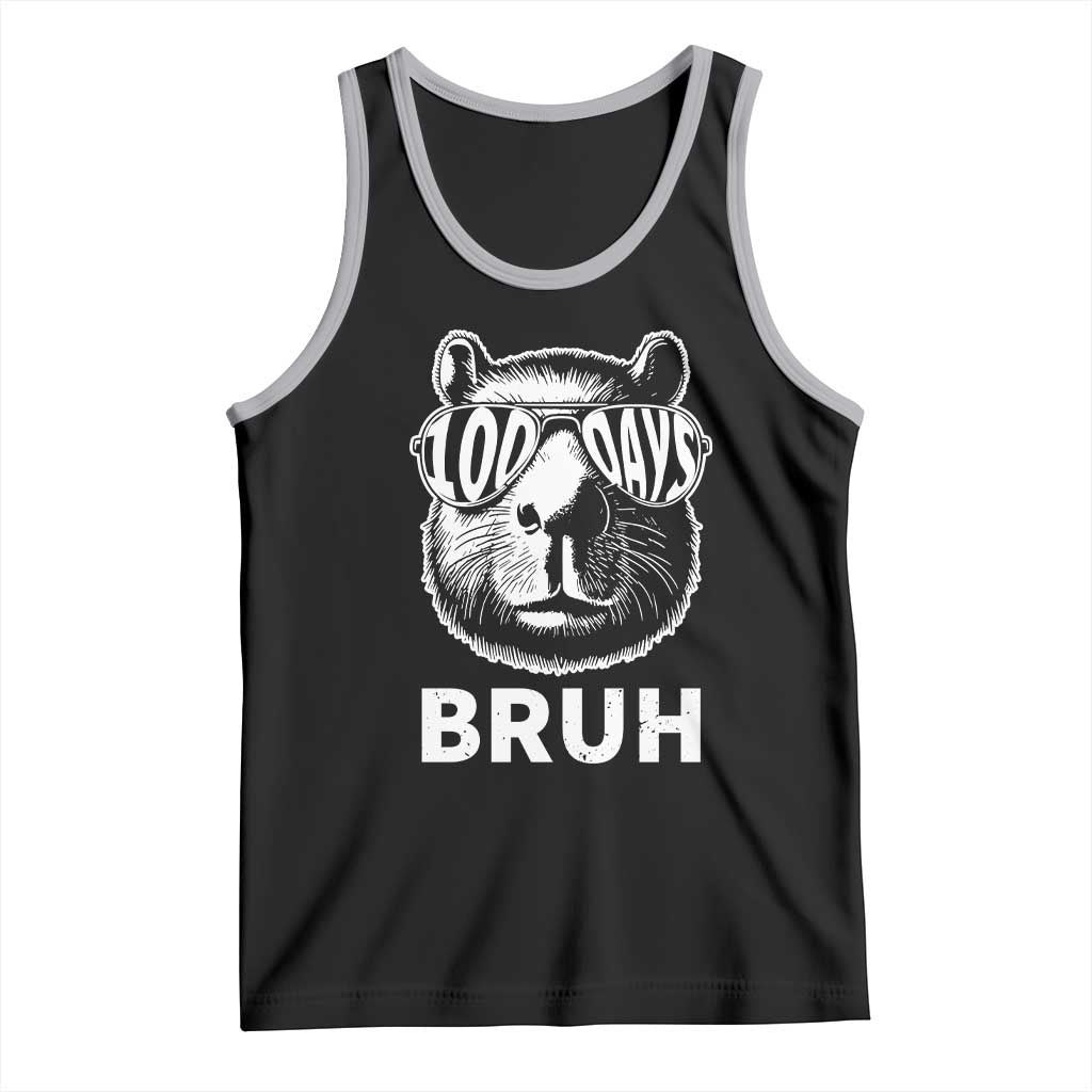 100th Day Of School Capybara Tank Top 100 Days Bruh Cool Capy Bara TS09 Black Athletic Heather Print Your Wear