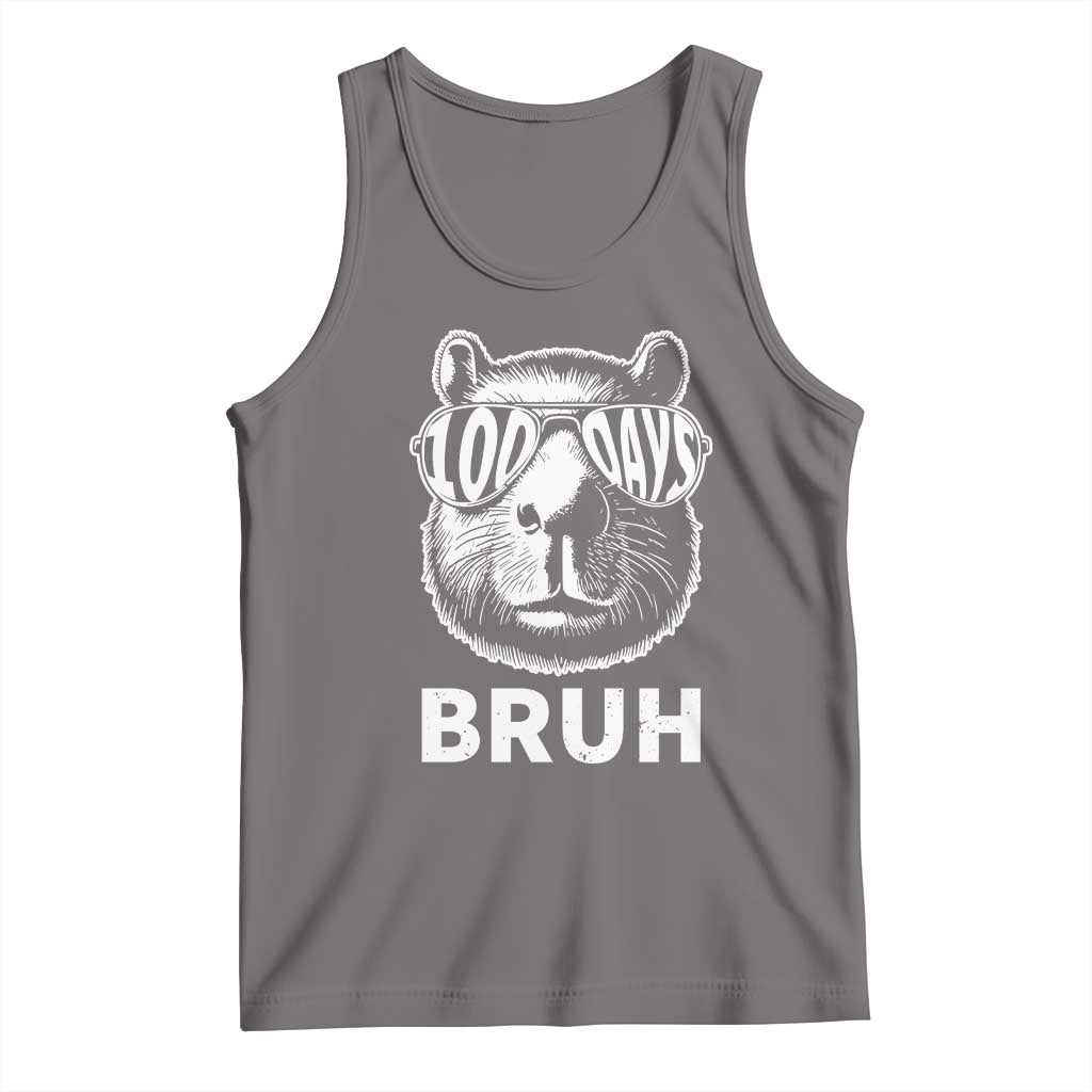 100th Day Of School Capybara Tank Top 100 Days Bruh Cool Capy Bara TS09 Deep Heather Print Your Wear