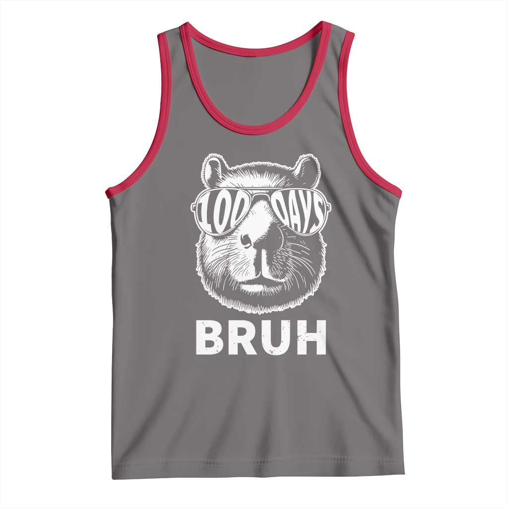 100th Day Of School Capybara Tank Top 100 Days Bruh Cool Capy Bara TS09 Deep Heather Red Print Your Wear
