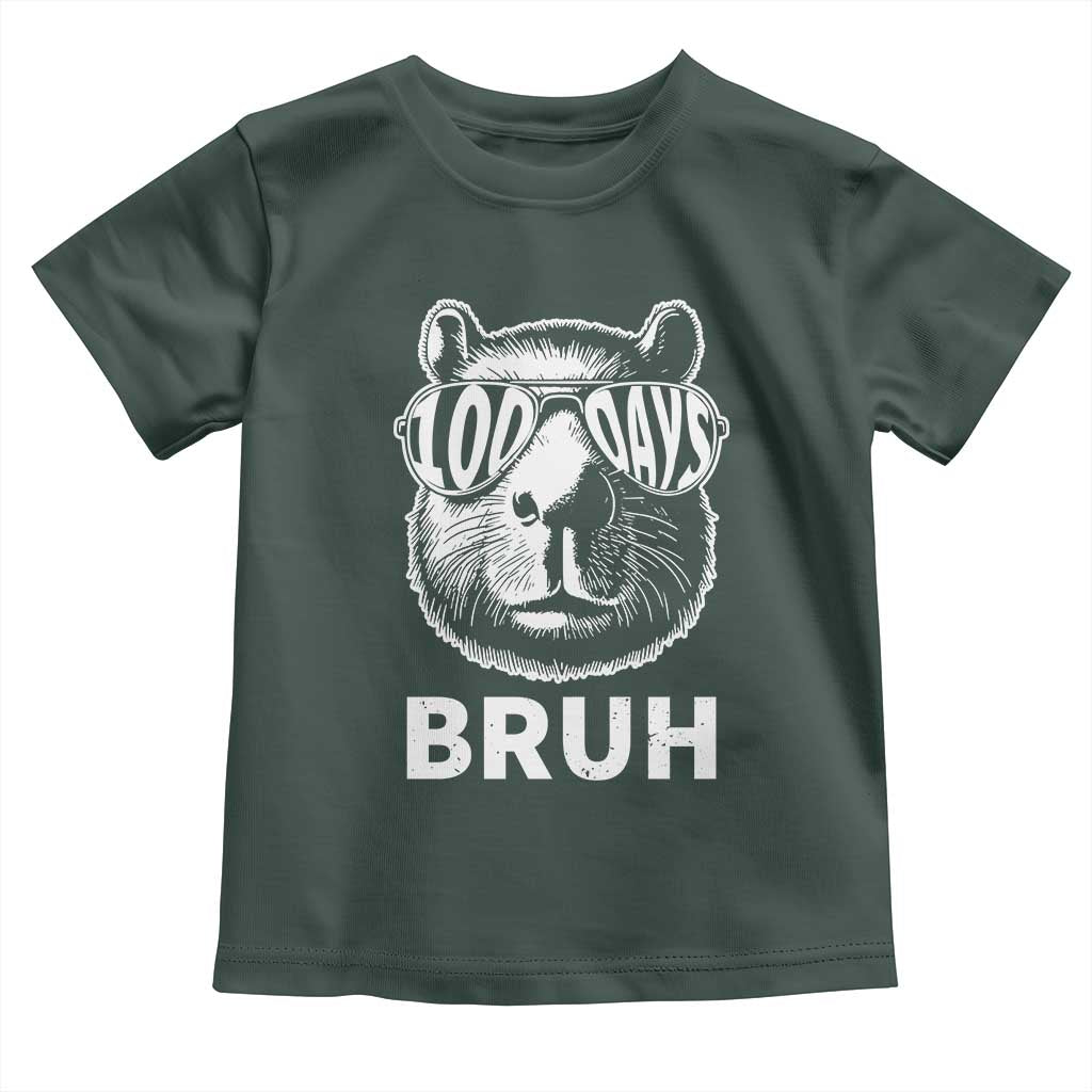 100th Day Of School Capybara Toddler T Shirt 100 Days Bruh Cool Capy Bara TS09 Dark Forest Green Print Your Wear