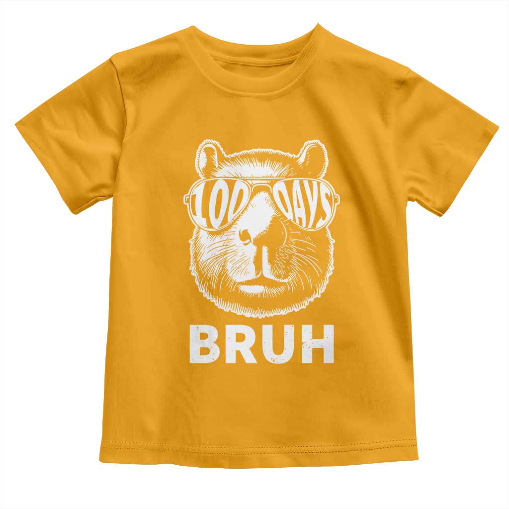 100th Day Of School Capybara Toddler T Shirt 100 Days Bruh Cool Capy Bara TS09 Gold Print Your Wear