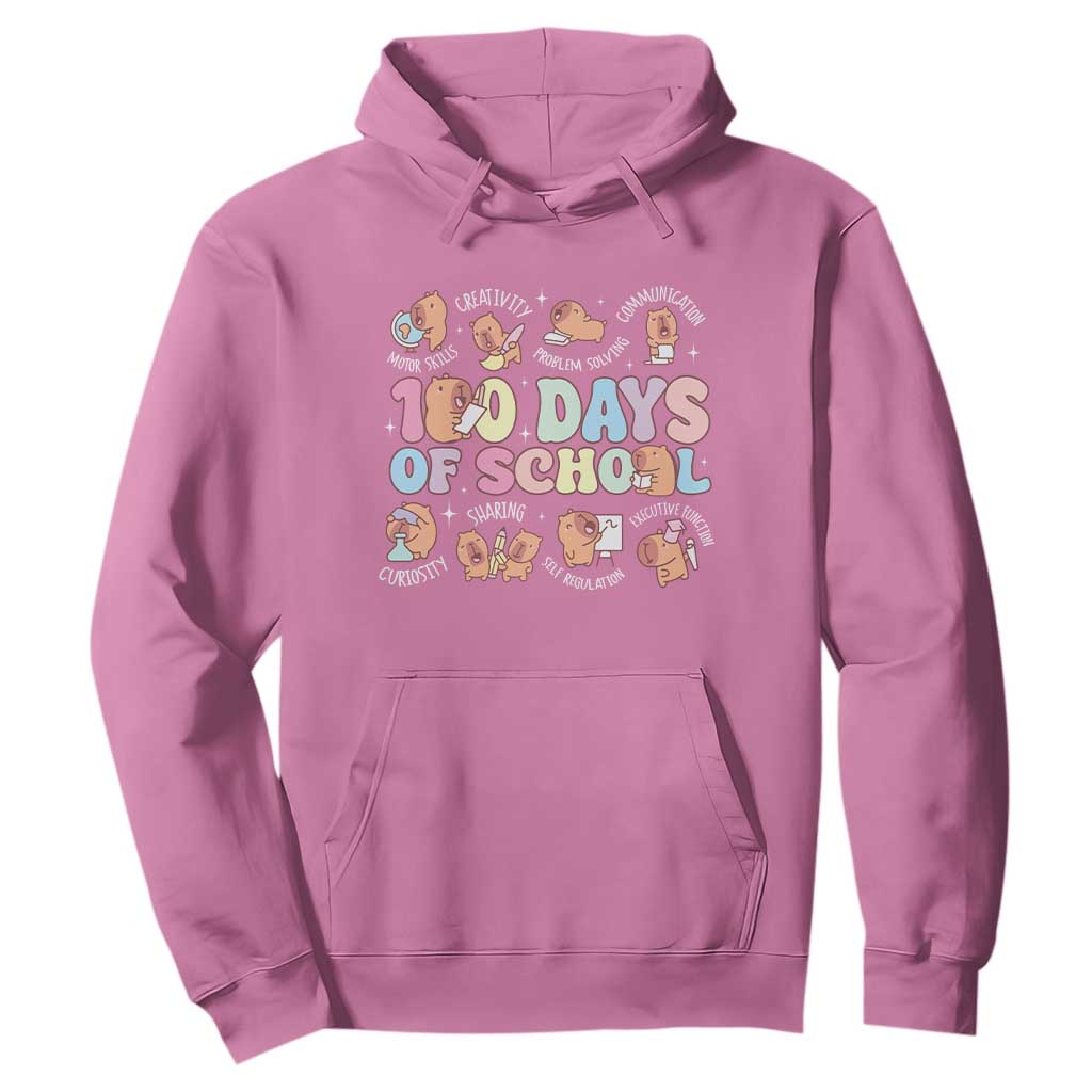 100th Day Of School Cute Capybara Hoodie Motor Skills Creativity Problem Solving Communication TS09 Azalea Print Your Wear