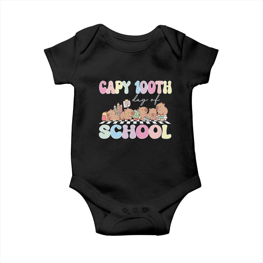 Capy 100 Days Of School Cute Capybara Baby Onesie TS09 Black Print Your Wear