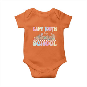 Capy 100 Days Of School Cute Capybara Baby Onesie TS09 Orange Print Your Wear