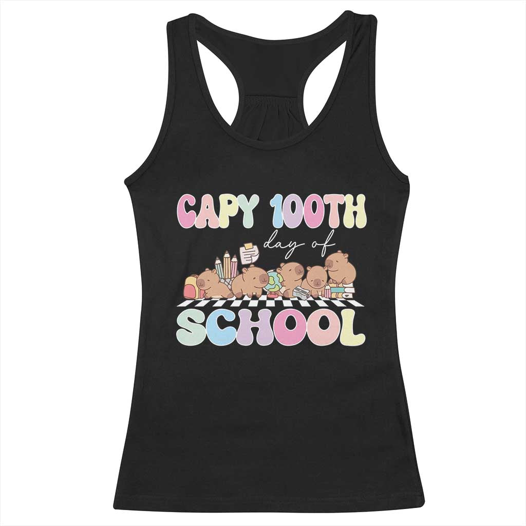 Capy 100 Days Of School Cute Capybara Racerback Tank Top TS09 Black Print Your Wear