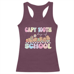 Capy 100 Days Of School Cute Capybara Racerback Tank Top TS09 Maroon Print Your Wear