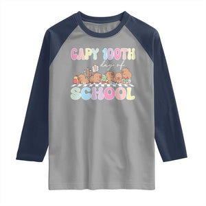 Capy 100 Days Of School Cute Capybara Raglan Shirt TS09 Sport Gray Navy Print Your Wear
