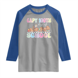 Capy 100 Days Of School Cute Capybara Raglan Shirt TS09 Sport Gray Royal Print Your Wear