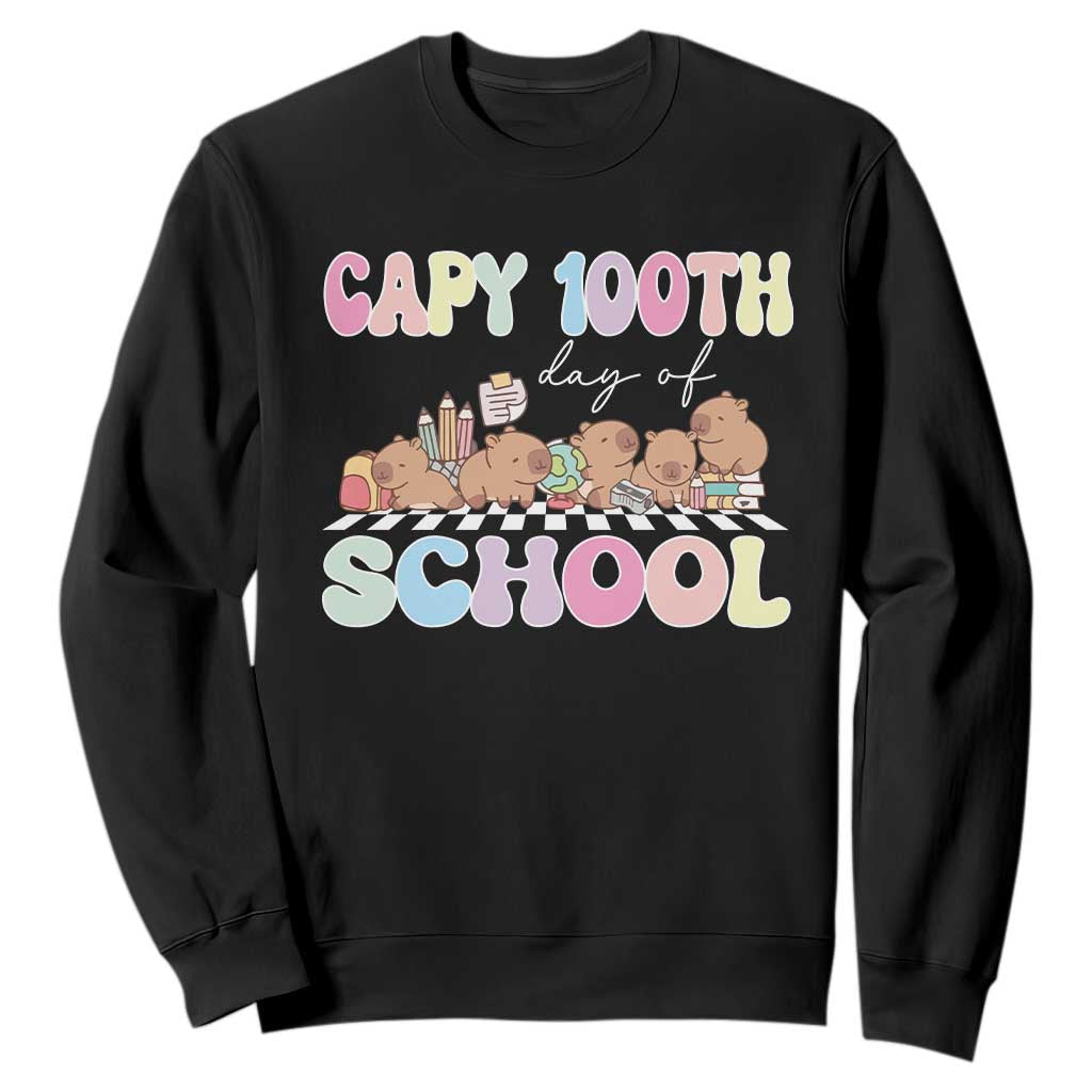 Capy 100 Days Of School Cute Capybara Sweatshirt TS09 Black Print Your Wear